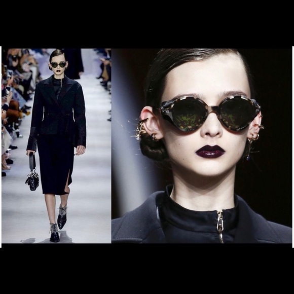 DIOR 2023 FASHION FORWARD COLOR IS  “GREEN” RUNWAY FOLIAGE ROUND SUNGLASSES - Picture 5 of 16